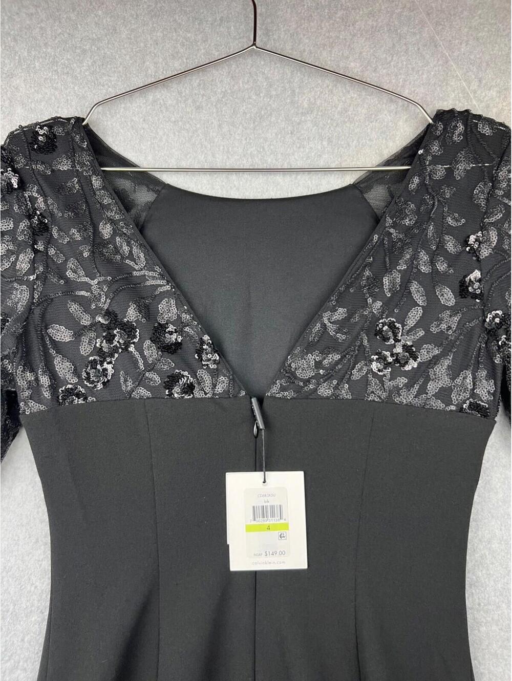 Calvin Klein Women's Sequin Sheath Dress Size 4 Wedding Formal Sophisticated NWT - Picture 7 of 14